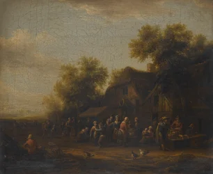 A Poultry Market Before a Village Inn